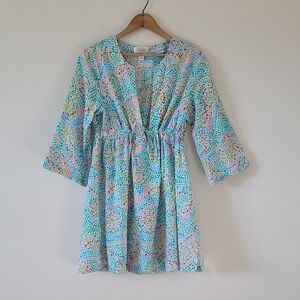 Talbots Cotton Mosaic Swim Coverup Dress Size Small